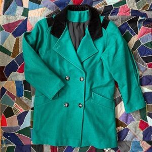 Vintage Teal Double-Breasted Coat